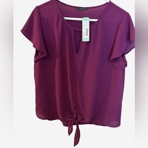 NWT West Kei Violet Tie Front Top